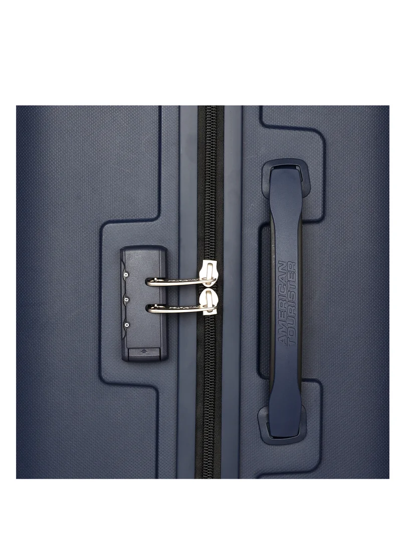 AMERICAN TOURISTER 68 cm / 25 inch Ellipso Suitcase, Check-In Size 68 cm / 25 inch, 4 Spinner Wheels, Hard Top, Polypropylene, Navy|Lightweight|Scratch Resistant Texture|TSA Lock - 3 Years International Warranty  | Best Price UAE
