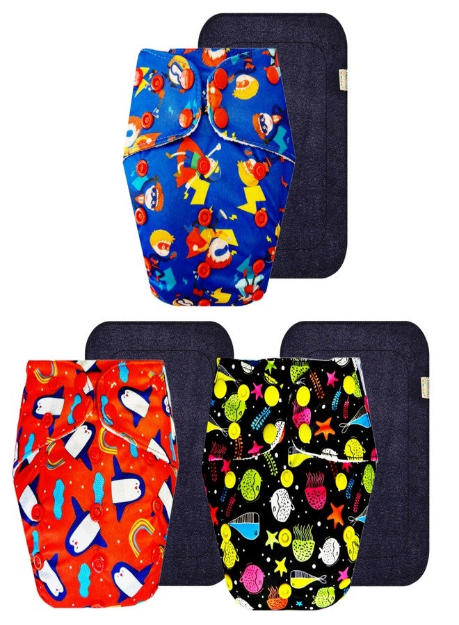 Dumbledo Premium Cloth Diaper with Black Insert (Pack of 3) | Dry Feel and Comfortable | Reusable & Washable | Travel Friendly | Ideal for Toddlers | 3 Months - 3 Years | Unisex Baby - Image 1