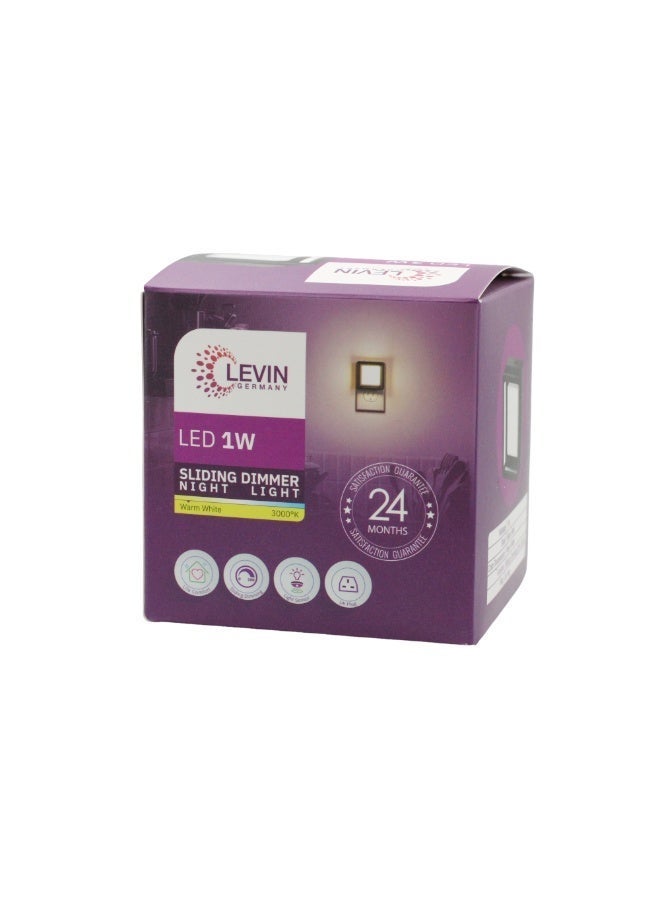 LEVIN Germany LED Sliding Dimmer Night Light 1W Warm White 3000K with Light Sensor UK Plug - Image 2