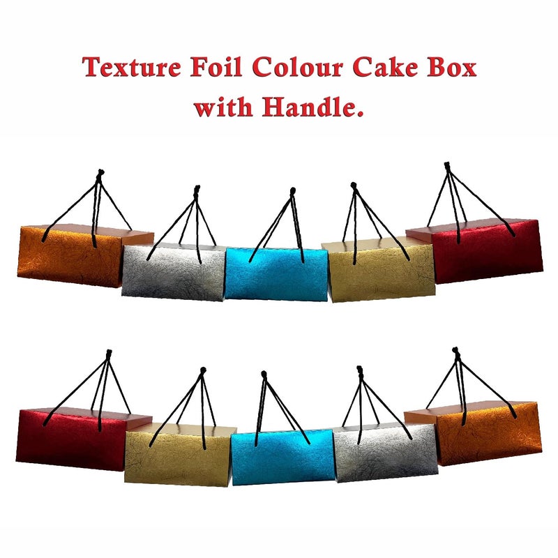 TRIACE Textured Cake Boxes 5 Colours in Foil Finish Cardboard boxes suitable for Cakes Pastries Cookies Cupcakes Brownies Chocolates Size 8 x 8 x 4 Inch Pack of 10 - Image 4