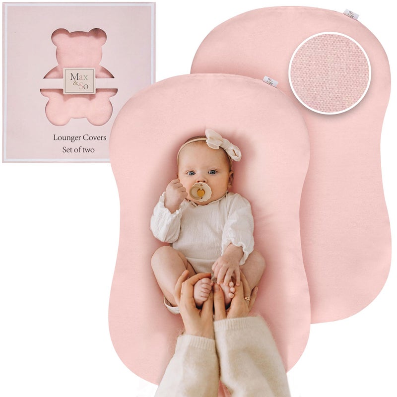Max&So Baby Lounger Cover 2-Pack â€“ 100% Cotton Infant Lounger slipcover, Fits Snuggle Me Lounger, Machine Washable. - Image 1