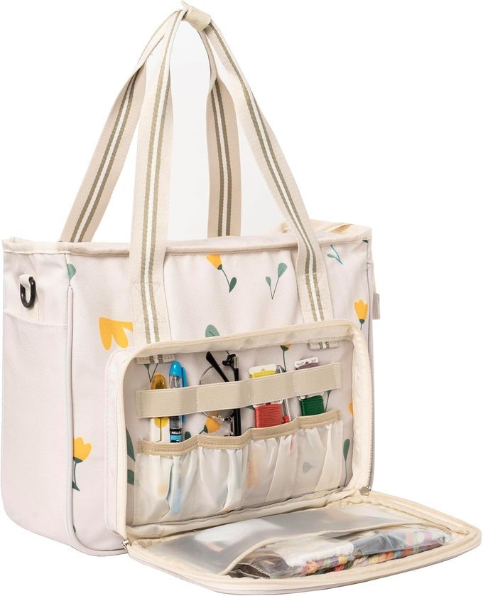 EMBROIDERY KITS STORAGE BAG PORTABLE CRAFT CARRY CASE SEWING KITS EMBROIDERY SUPPLIES STORAGE BAG AND EMBROIDERY PROJECT CARRYING BAG BAG ONLY FOR BEGINNER ADULTS