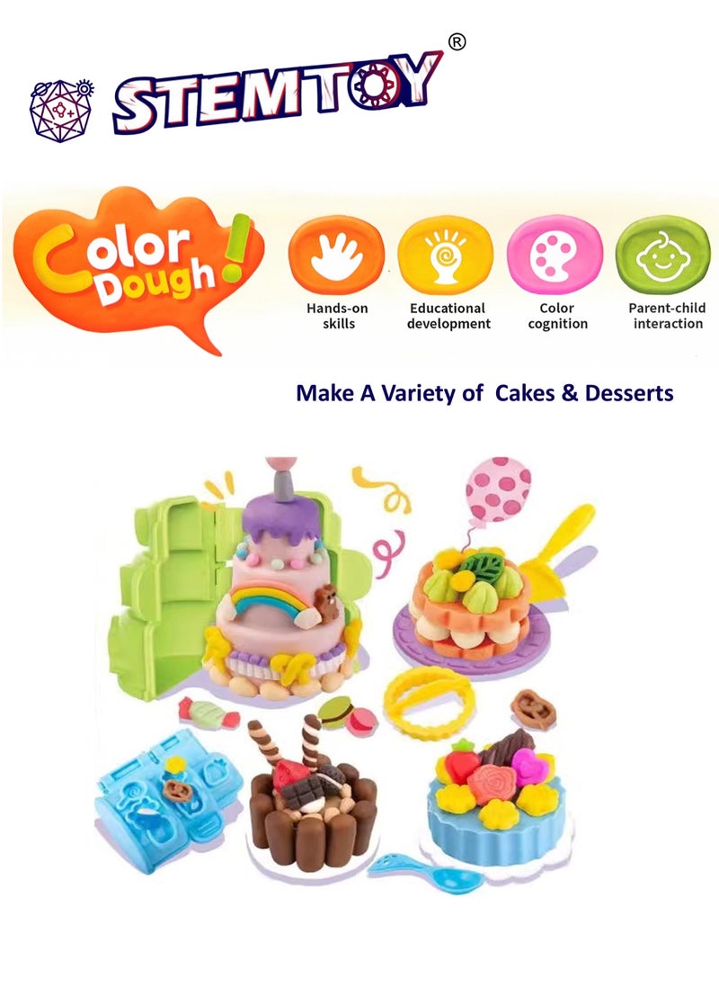 STEMTOY DIY Playdough Set Cake Play Dough Set with 5 Colors of Clay, Multifunctional Cake Mold Clay Dough Tool, Cake Decoration Tools, Pretend Play Kitchen Cake Shop Role-Playing Toy, Creative Role-Play for Kids Girls Family Party Birthday Gift Ages 3+  - Image 3