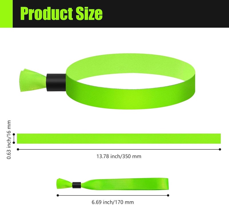 Comflora 100 Pcs Cloth Event Wristband, Disposable Wristbands for Events, Colored Wristbands Events,for Lightweight Concert,Club Entrance Wrist Strap Party Wristband Event (Color : Green2) - Image 2
