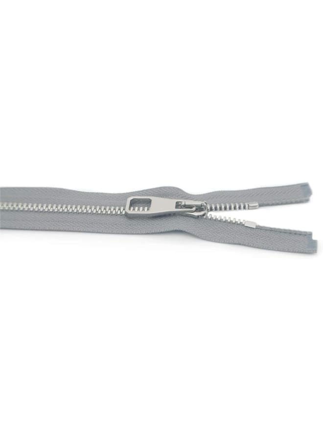 2PCS Metal Zipper #5-Glossy Separating Jaket Zippers for Sewing 32 Inch-Heavy Duty Coats Zippers-VOC Zipper One Way Open Bottom-Light Grey Tape with Sliver Teeth(32"2PCS) - Image 3