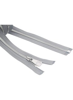 Generic 2PCS Metal Zipper #5-Glossy Separating Jaket Zippers for Sewing 32 Inch-Heavy Duty Coats Zippers-VOC Zipper One Way Open Bottom-Light Grey Tape with Sliver Teeth(32"2PCS)  - Image 1