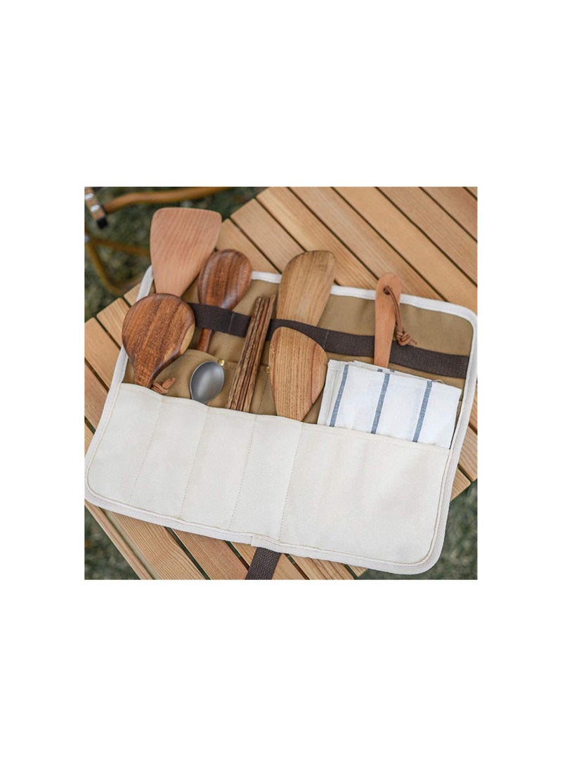 GGOOT Carrying Case - Durable Canvas Cutlery Knives Holders | Portable Kitchen Roll Tool Organizer Suitable for Chopsticks, fork, Cutlery - Image 5