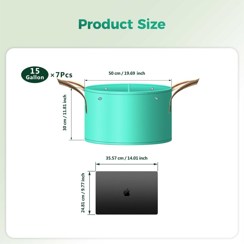 SPONDWILD 7 Pcs 15 Gallon Grow Bags, PE Garden Grow Bags for Plants with Branch-Binding Holes and Bottom Drain Holes, Ideal for Vegetables, Strawberries and Flowers - Image 2