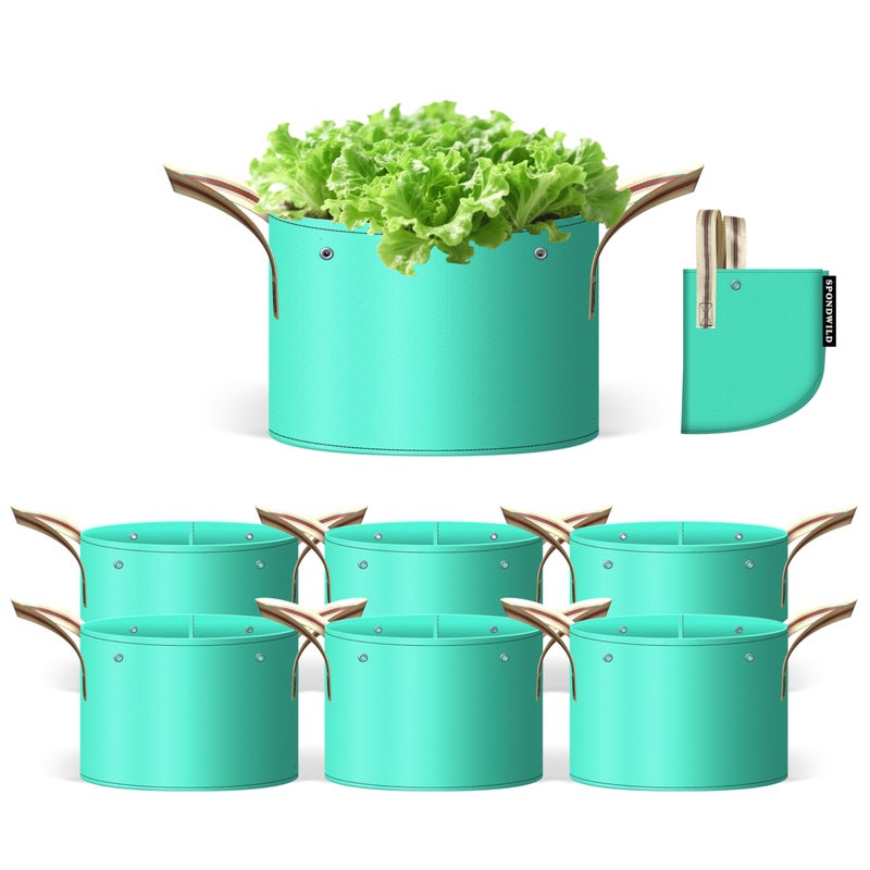 SPONDWILD 7 Pcs 15 Gallon Grow Bags, PE Garden Grow Bags for Plants with Branch-Binding Holes and Bottom Drain Holes, Ideal for Vegetables, Strawberries and Flowers - Image 1