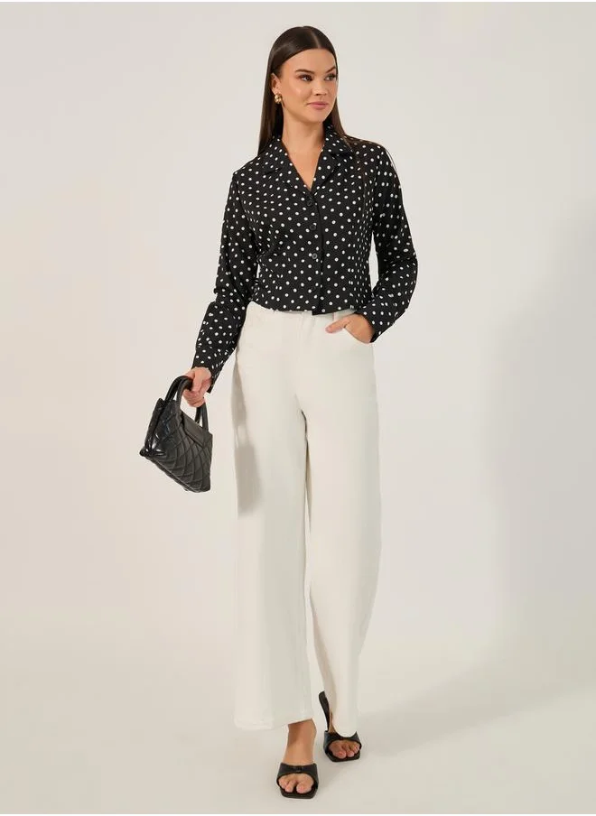 كوزى Casual Polka Dot Print Long Sleeve Shirt