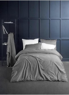 Solid Color Duvet Cover 120x98-inch Luxury Bedding Set 400 Thread Count Egyptian Cotton Long Staple Sateen Weave Breathable Silky Soft Pima Premium Quality Bed Linen (Super King, Neutral Grey)