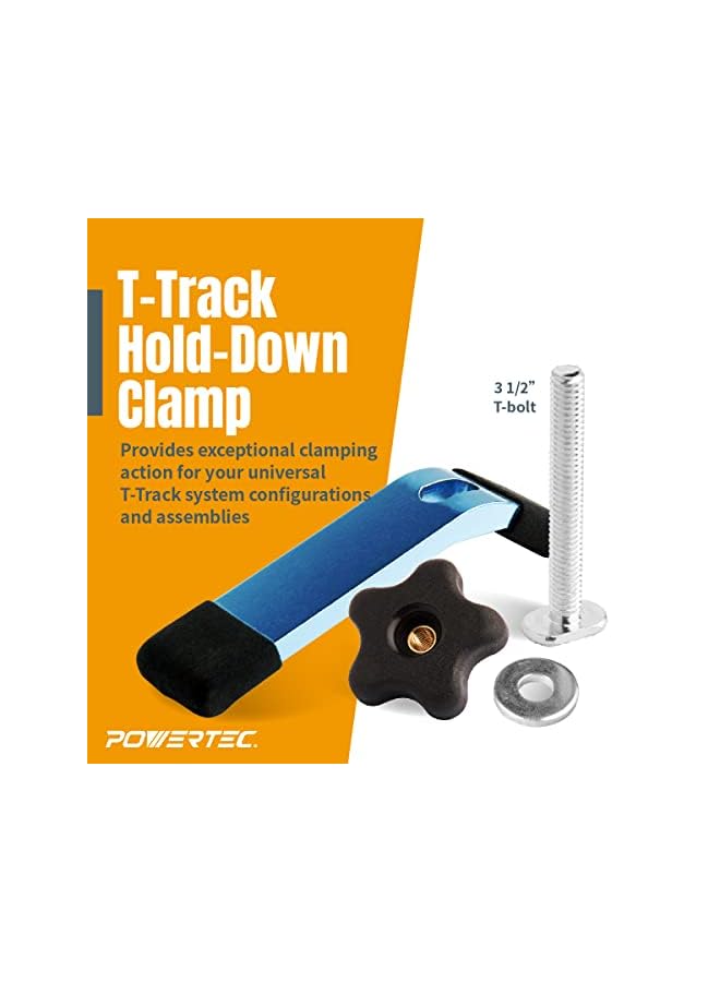POWERTEC 71168 T Track Hold Down Clamps 5 1/2 Inch L X 1 1/8 Inch Width 2 Pack - Image 2