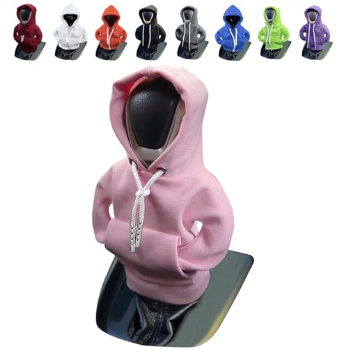 vvag Gear Shift HoodieUniversal Shift Knob Hoodie 47 Inch Car Shifter Stick Protector Decoration Funny Hoodie Car Gear Shift Cover Auto Interior Accessories Shifter Hoodie Pink - Image 1