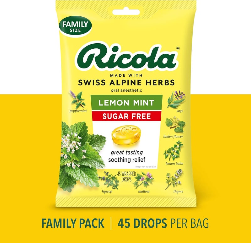 Ricola Sugar Free Lemon Mint 45 Count  Ricola Berry Medley 45 Count Throat Drops Bundle - Image 3