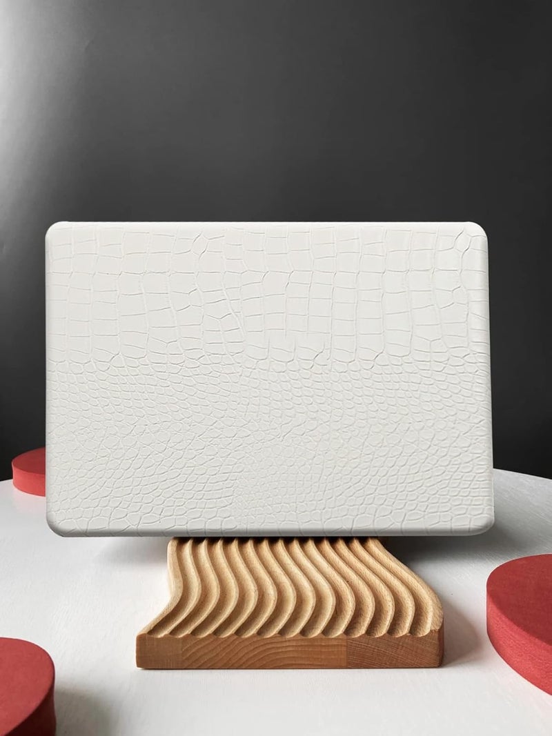 KEROM Compatible with Crocodile MacBook Pro 13 Inch Case 2025-2016 M2 M1 A2338 A2289 A2251 A2159 A1989 A1706 A1708, Textured Aligator Skin Snakeskin PU Leather Hardshell & Keyboard Cover, White - Image 5