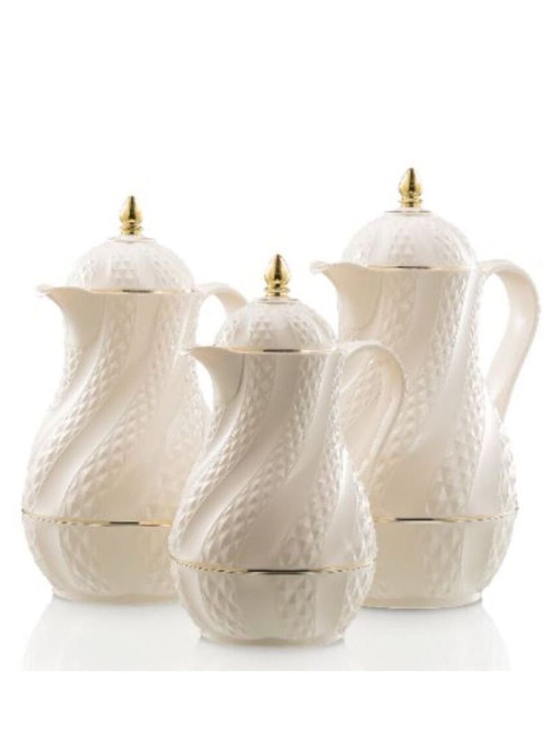 Rose Tea pearl white flask consisting of three pieces (1.5 liters + 1 liter + 0.6 liter) - Image 1
