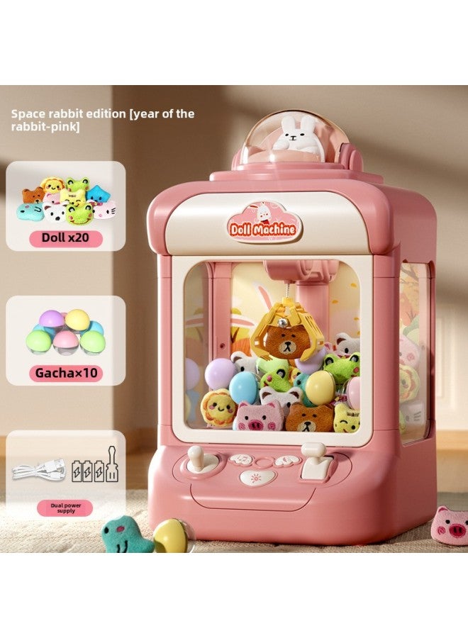Children's Large Catch Doll Game Machine Toy Small Household Clip Doll Twisted Egg Puzzle Boys And Girls Birthday Gift-Specifications:Space Rabbit Edition 【Year Of Rabbit-Powder】 (20 EVA 10 Gashapon - Image 1