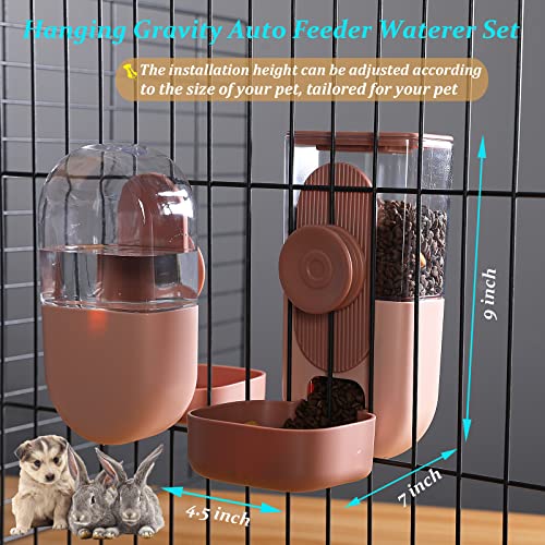 Kenond 35oz Hanging Automatic Pet Food Water Dispenser, Auto Gravity Pet Feeder and Waterer Set, Cage Cat Food Bowl Dog Feeding Station for Puppy and Kitten Rabbit Chinchilla Hedgehog Ferret (Pink) - Image 3