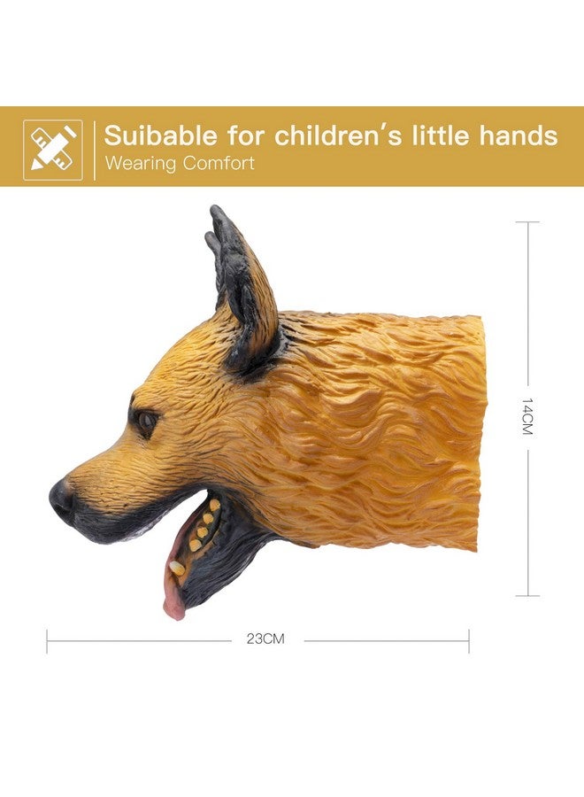 Yolococa Dog Hand Puppet Realistic Latex Soft Animal Toy Storytelling Role Play Party Supplies for Kids (German Shepherd) - Image 2