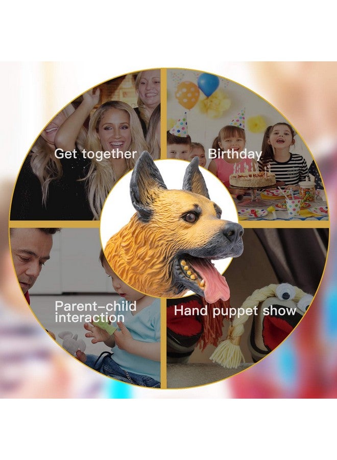 Yolococa Dog Hand Puppet Realistic Latex Soft Animal Toy Storytelling Role Play Party Supplies for Kids (German Shepherd) - Image 4