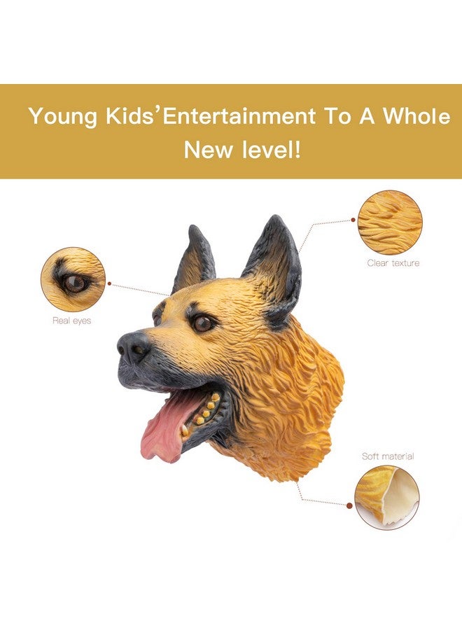 Yolococa Dog Hand Puppet Realistic Latex Soft Animal Toy Storytelling Role Play Party Supplies for Kids (German Shepherd) - Image 3