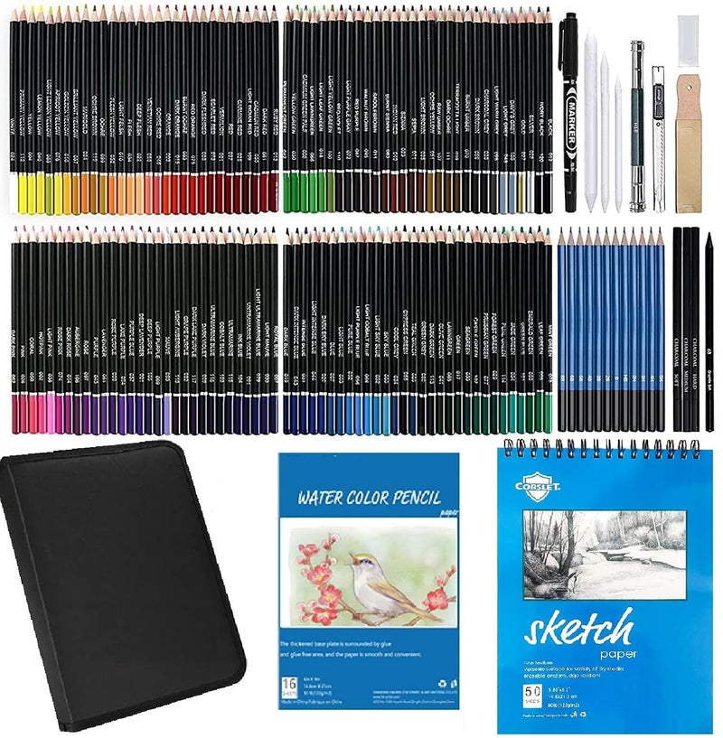 Corslet 146 Pc Artist Drawing Pencils Color Pencil Set with A5 Sketch Book Art set Shading Pencils Set Sketch Pencil Set Pencil Colours Graphite Pencil Colour Pencils Sketching Pencils Children Adult