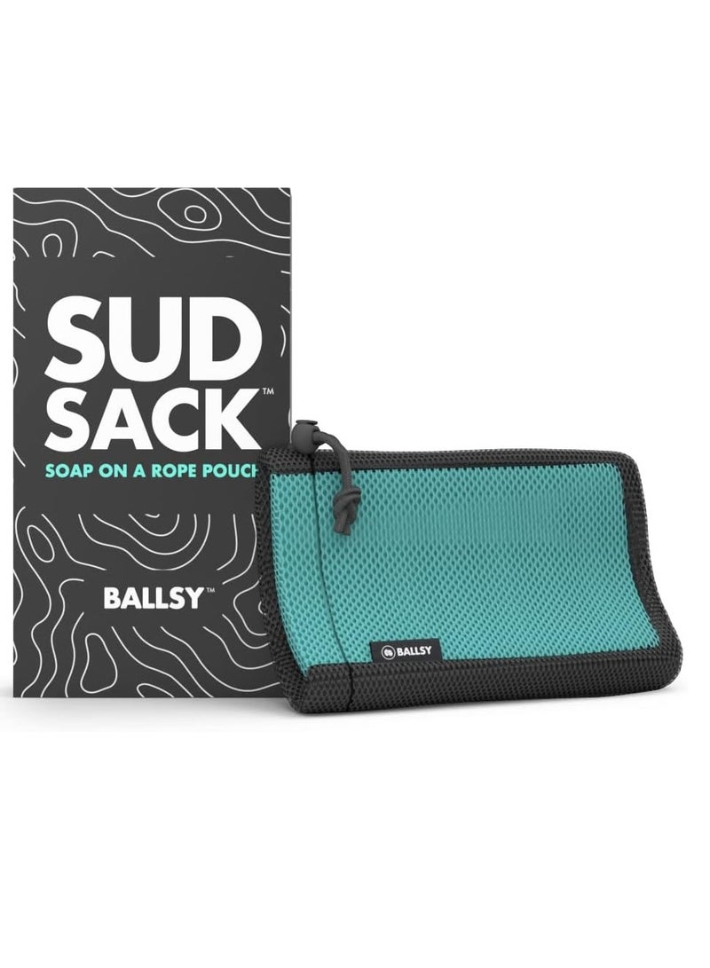 Ballsy Ballsy Sud Sack Soap Pouch, Exfoliating Sponge for Baths and Showers - Compatible with Duke Cannon & Related Bars Blue  - Image 1