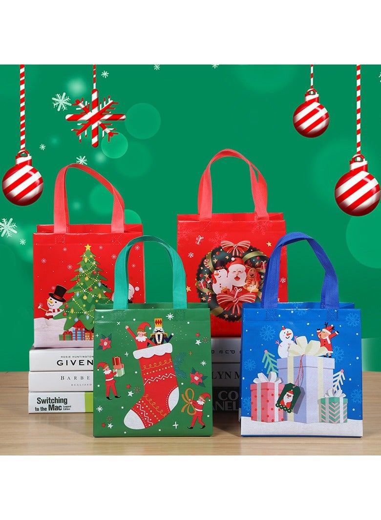 4 Pack Christmas Style Non-Woven Tote Bags Foldable Gift Bags Packaging Bags - Image 1