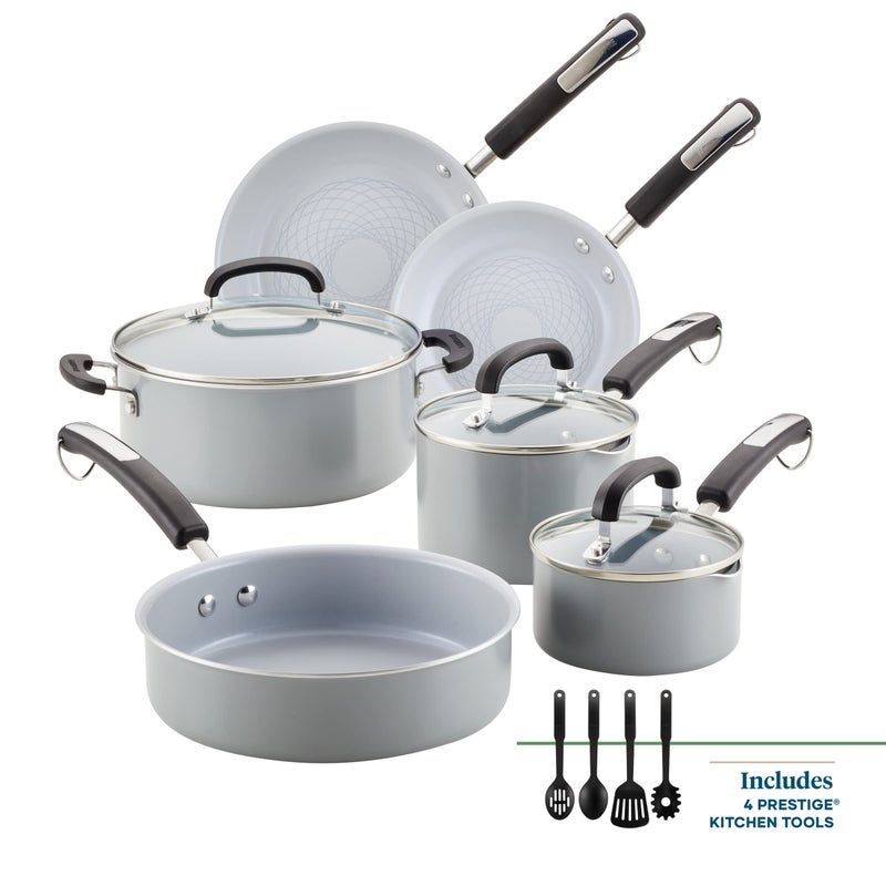 Farberware EcoAdvantage Ceramic Nonstick Cookware/Pots and Pans Set, 13 Piece - Gray - Image 3