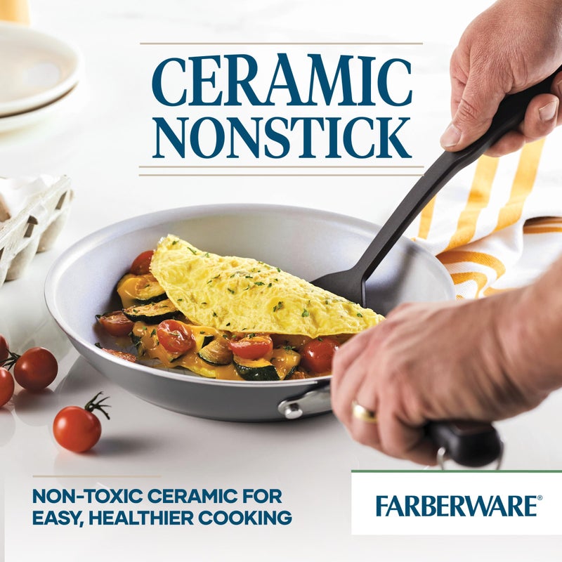 Farberware EcoAdvantage Ceramic Nonstick Cookware/Pots and Pans Set, 13 Piece - Gray - Image 5