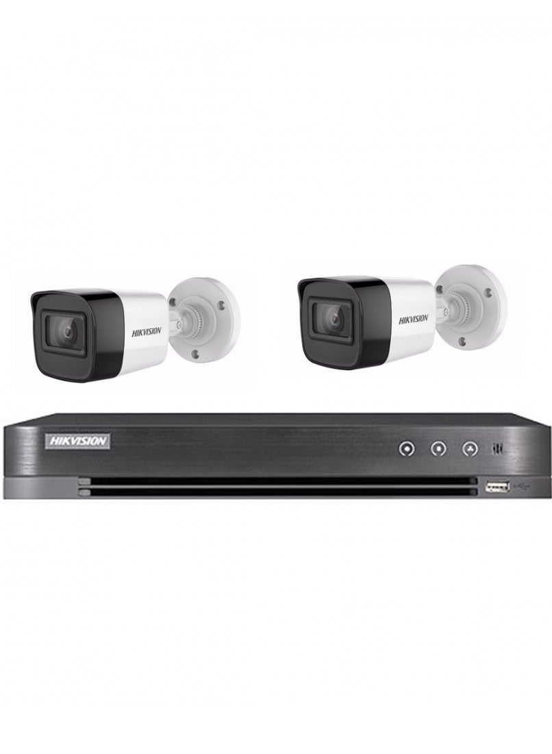 هيكفيجن Hikvision 2 Cameras 8 Mega Internal With External 4 Channel Recording Device