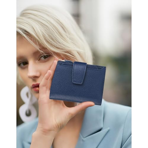 Falan Mule Women's Royal Blue Leather Wallet with RFID Blocking, Card Holders, and Coin Pouch - Image 2
