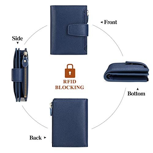Falan Mule Women's Royal Blue Leather Wallet with RFID Blocking, Card Holders, and Coin Pouch - Image 5