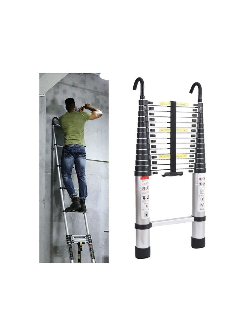 Portable Telescopic Aluminium Ladder 4.4m – Foldable Ladder with Hook and Anti-Slip Rubber Feet for Home, Attic, and Outdoor Use - Image 2