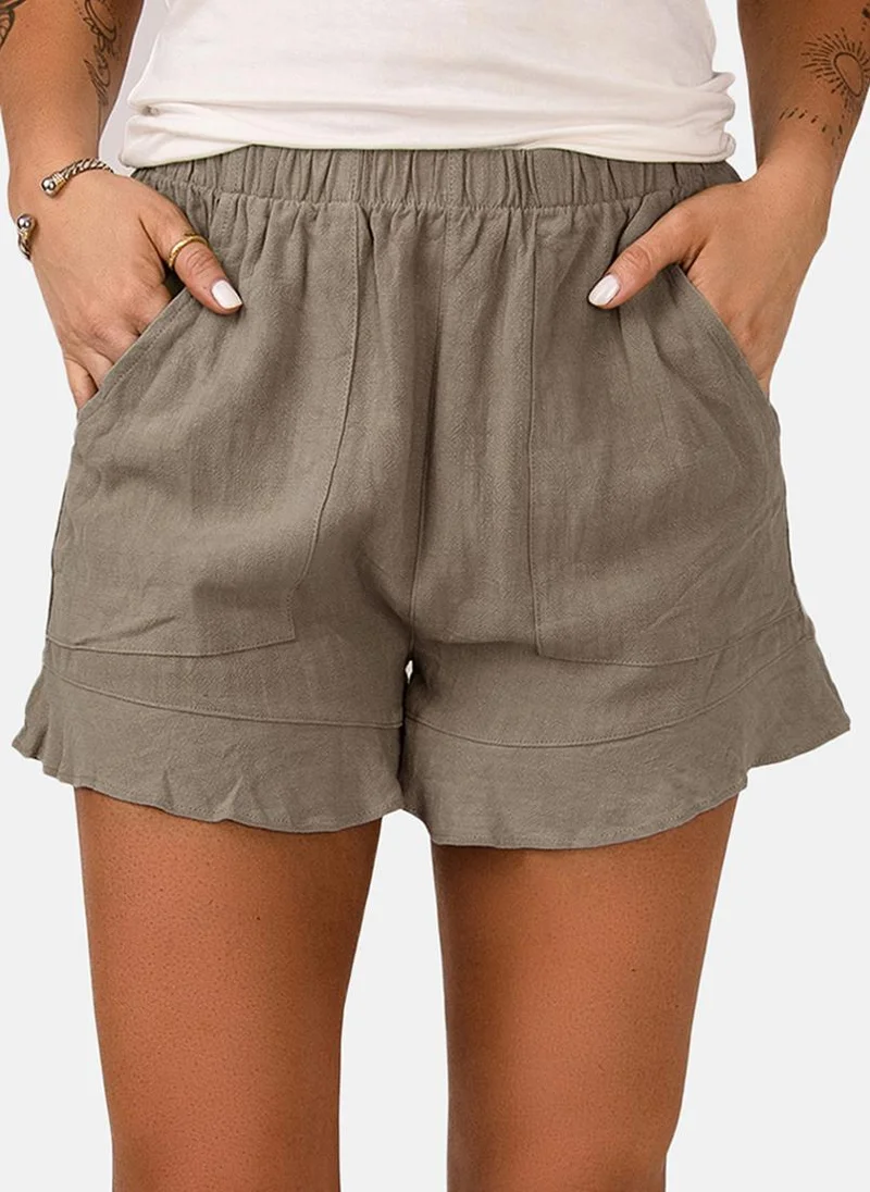 يونيكي Brown Plain Casual Shorts