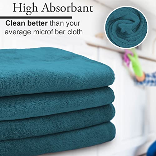 Sassoon Highly Absorbent Microfiber Cleaning Cloth in 450 GSM (4 Pcs, Peacock) 40X40 cms- Thick Lint & Streak-Free Multipurpose Cloths-Automotive Microfiber Towels for Car Bike Cleaning - Image 2