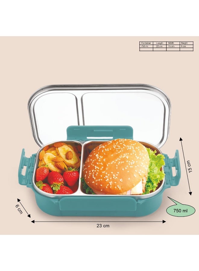 Signoraware 750ml Slim Stainless Steel Lunch Box with Partition Small, Food Grade BPA Free, Container - Image 2
