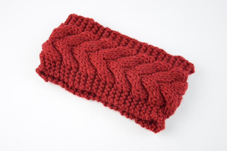 Generic Twist Knit Ear Warmer Headband Elastic Handmade NO.4 Bordeaux