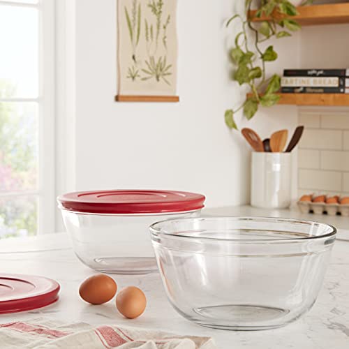 Anchor Hocking أواني خلط زجاجية من أنكر هوكينغ 91858 مع أغطية، كرز، 4 كوارت (مجموعة من 2) - Image 2