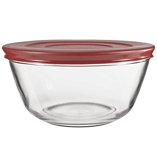 Anchor Hocking أواني خلط زجاجية من أنكر هوكينغ 91858 مع أغطية، كرز، 4 كوارت (مجموعة من 2) - Image 1