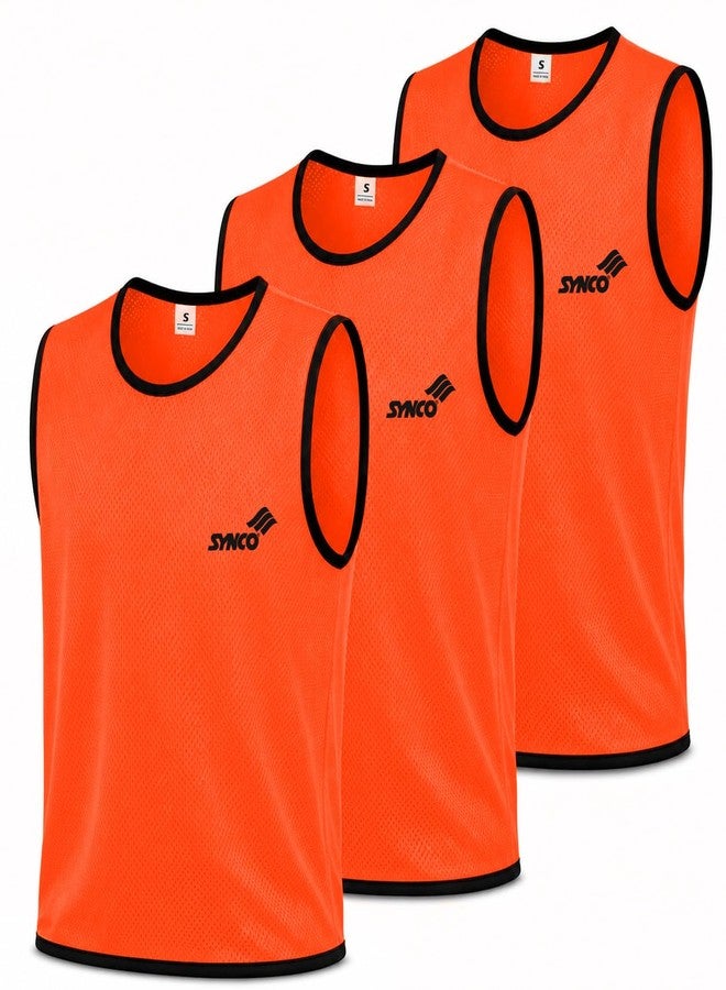 Synco Bibs for Football Training | Team Practice Vests | Scrimmage Vests | Pinnies for Soccer | Breathable Mesh Sports Bibs for Football, Basketball, Volleyball & Hockey | Set of 3, Small - Image 1