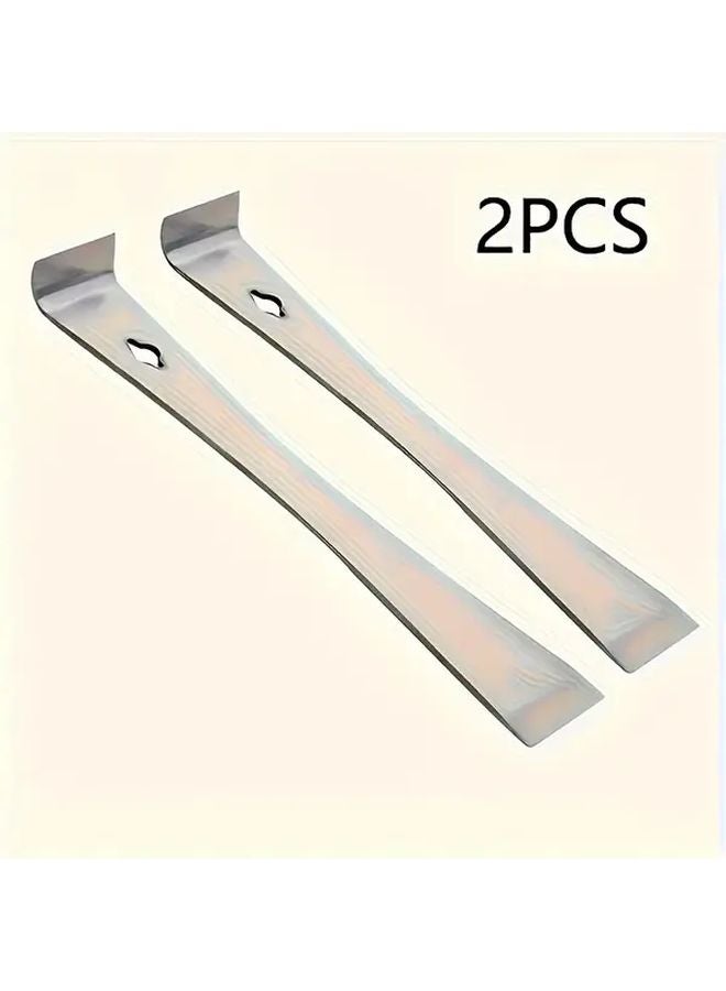 2 Pcs Stainless Steel Pry Bar Set Sharp Straight 90 Degree Edges Woodworking Tool - Image 1