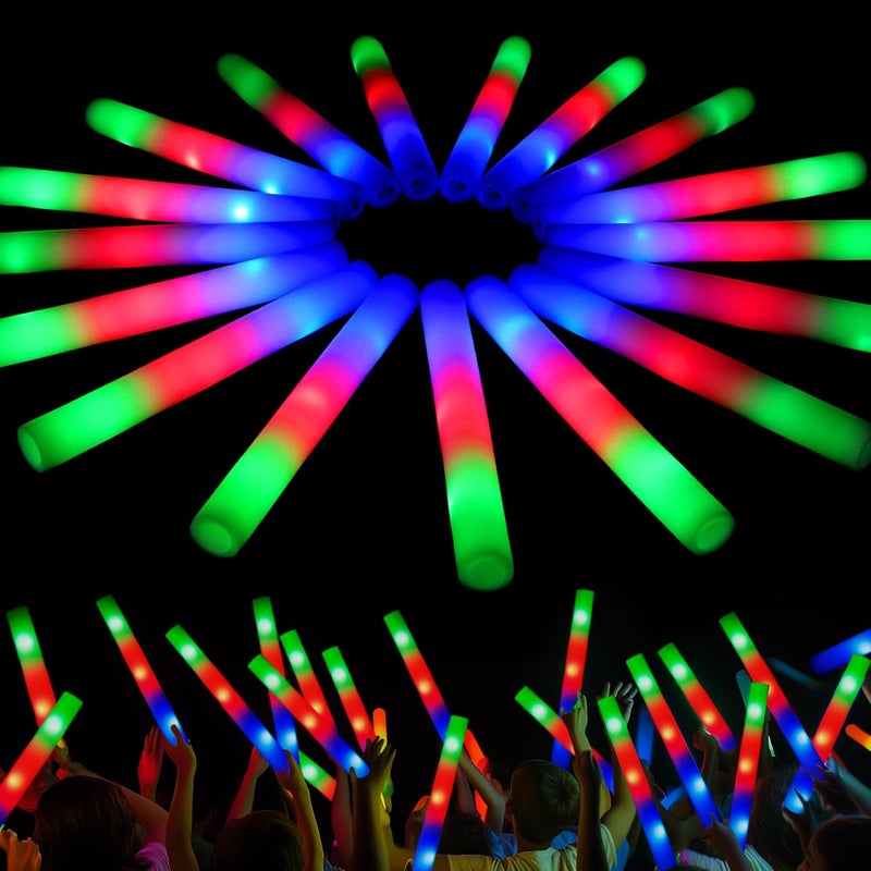 JOYIN 12 قطعة عصي فوم مضيئة LED، عصي مضيئة هدايا حفلات بالجملة مع 3 أوضاع وميض ملون لوازم الحفلات للهالوين، الاحتفالات المخيفة، الزفاف، التخييم، عيد الميلاد، الحفلات، الكرنفالات - Image 1