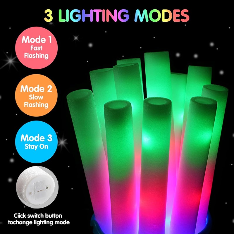 JOYIN 12 قطعة عصي فوم مضيئة LED، عصي مضيئة هدايا حفلات بالجملة مع 3 أوضاع وميض ملون لوازم الحفلات للهالوين، الاحتفالات المخيفة، الزفاف، التخييم، عيد الميلاد، الحفلات، الكرنفالات - Image 2