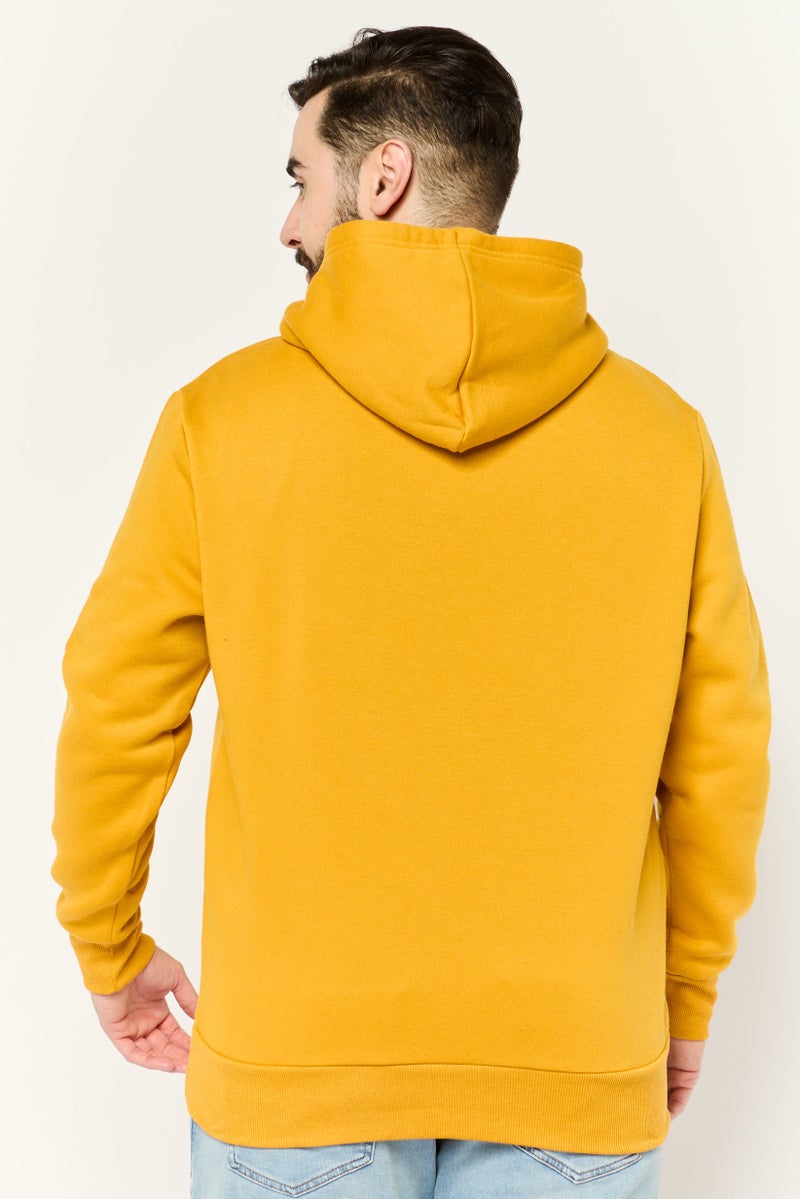KANGOL Men Hooded Embroidered Logo Long Sleeves Hoodie, Mustard - Image 2