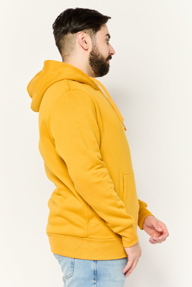 KANGOL Men Hooded Embroidered Logo Long Sleeves Hoodie, Mustard - Image 3