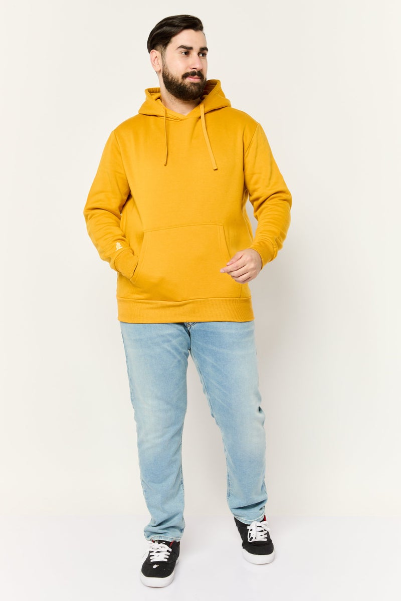 KANGOL Men Hooded Embroidered Logo Long Sleeves Hoodie, Mustard - Image 4