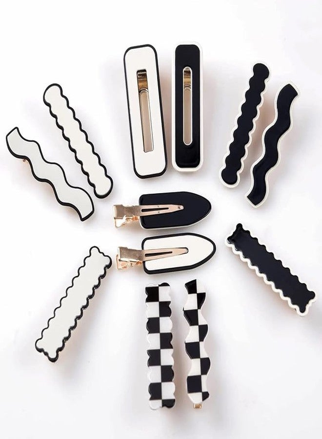 Shivashay 10 PCS No Bend Hair Clips Fashion Black And White Hair Clips Pretty Hair Pins For Women Hair AccessoriesAcrylic Hair Barrettes For Women - Image 1