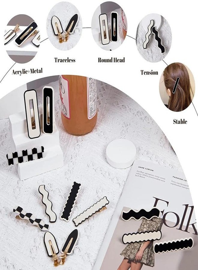 Shivashay 10 PCS No Bend Hair Clips Fashion Black And White Hair Clips Pretty Hair Pins For Women Hair AccessoriesAcrylic Hair Barrettes For Women - Image 3