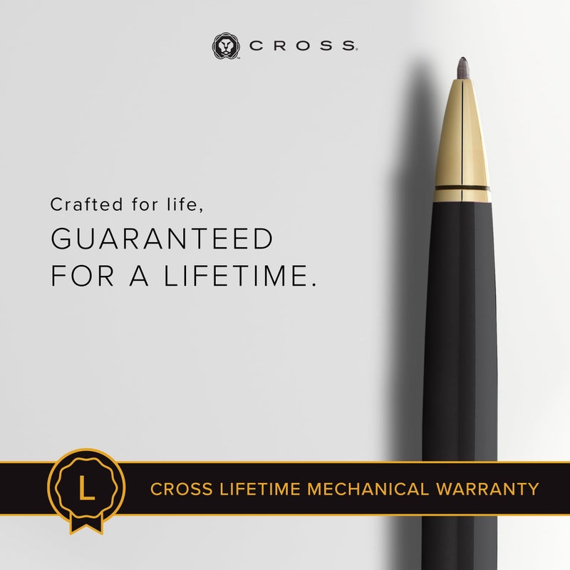 Cross قلم حبر جاف كروس كوفنتري أسود لامع مع لمسة ذهبية - Image 4